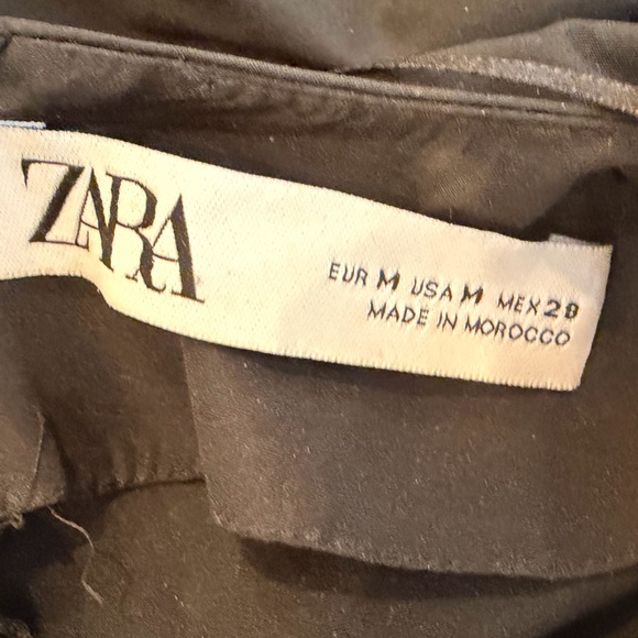 ZARA Black Dramatic Puff Sleeve Blouse Womens M Statement Top Pink Lined - Picture 6 of 6